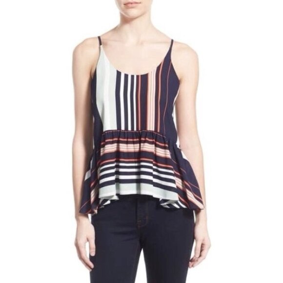 REBECCA Minkoff Striped Peplum  Tank Top Size Small - Picture 1 of 10